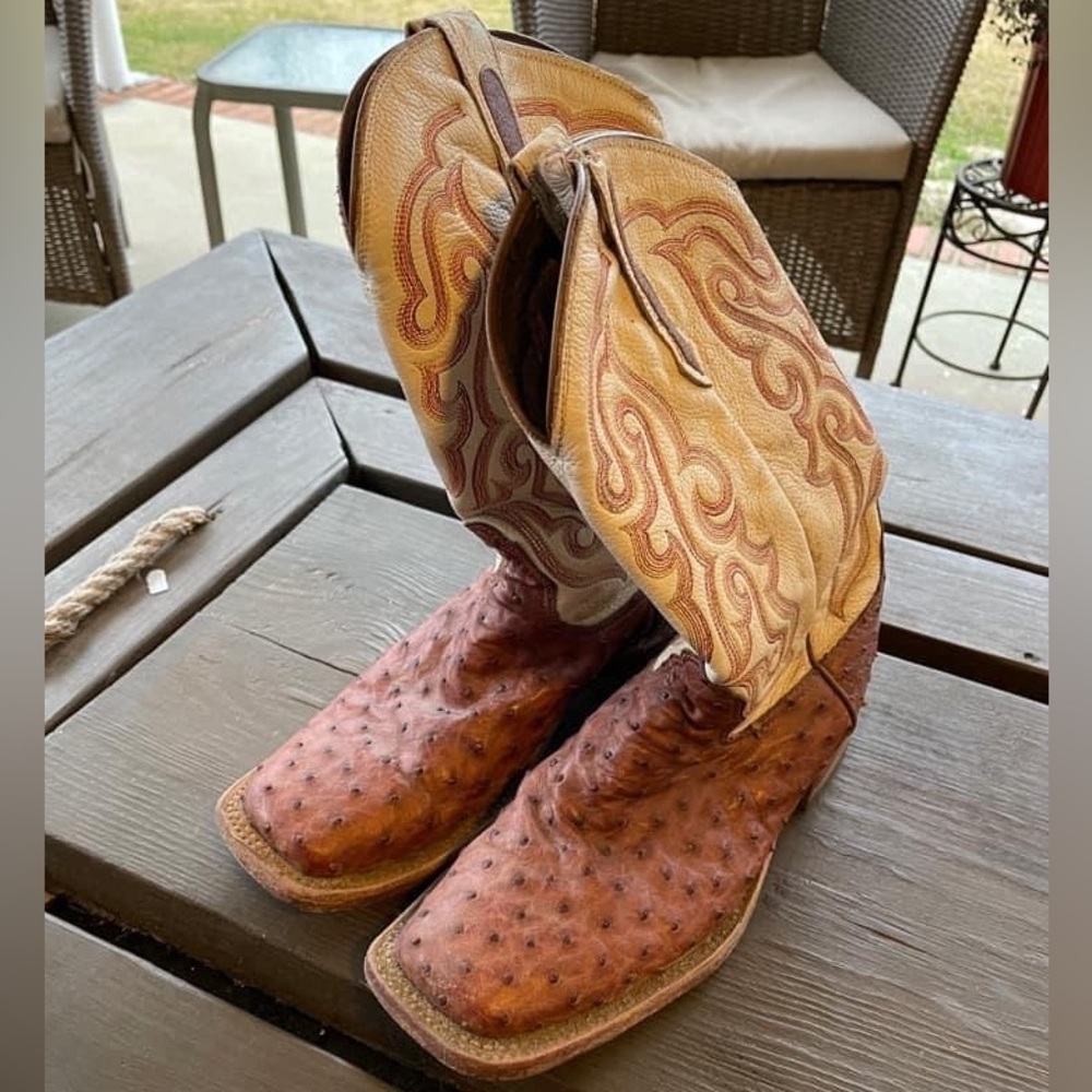 Nocona square toe ostrich cowboy boots